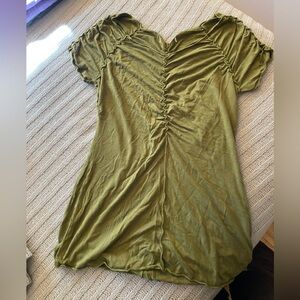 Max Studio Green Ruched Short Sleeve Top